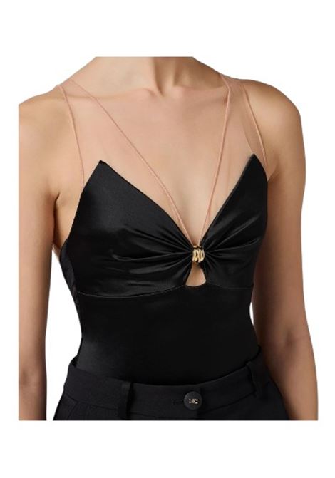 Lycra bodysuit with tulle straps ELISABETTA FRANCHI | bodysuit | BO03051E2110